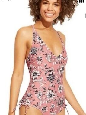 Kona Sol Rose-Pink Floral One-Piece Swimsuit